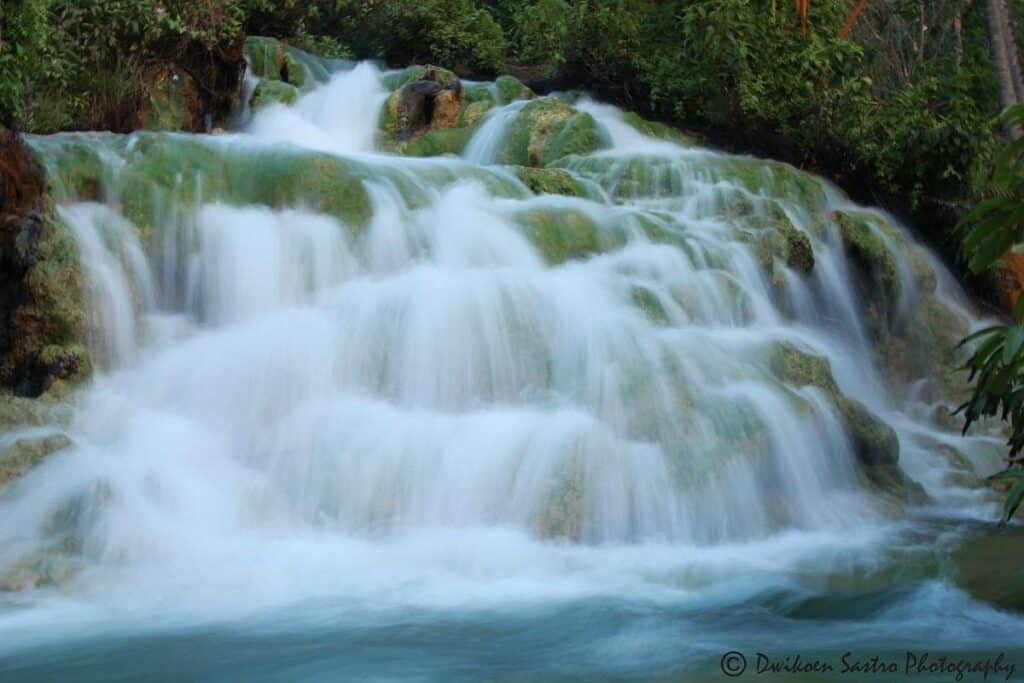 The hot spring waterfall at Mengeruda springs on Flores