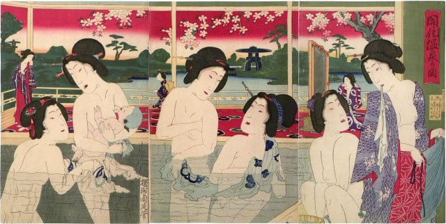 Yoshu Chikanobu, 1838-1912 View of Modern Hotspring Tokyo Onsesn