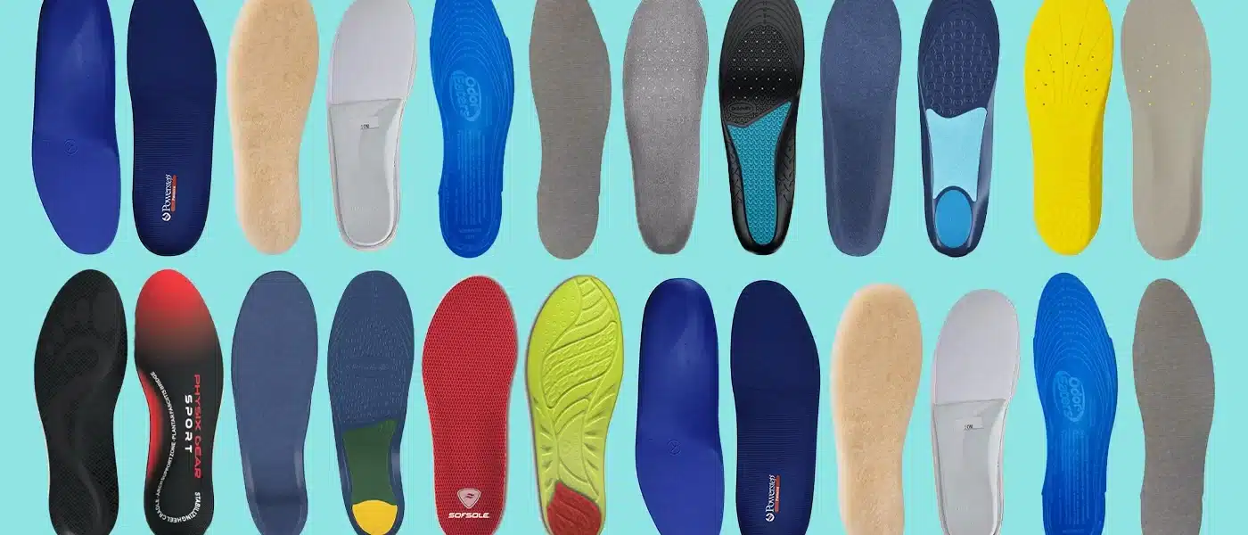 A variety of insoles, in different colors and sizes for pain relief and travel. Some have memory foam for extra comfort, some have arch support, and some are designed specifically for long-distance journeys. Regardless of your needs, there is an insole to help you!