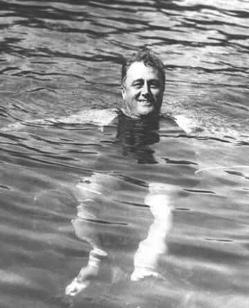 FDR enjoying a dip in Warm Springs, his family's thermal hot springs resort