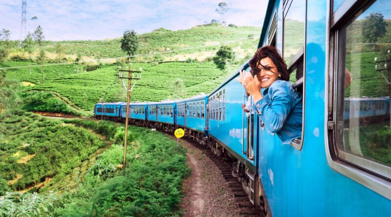 A woman is relaxed on a train thanks to natural supplements