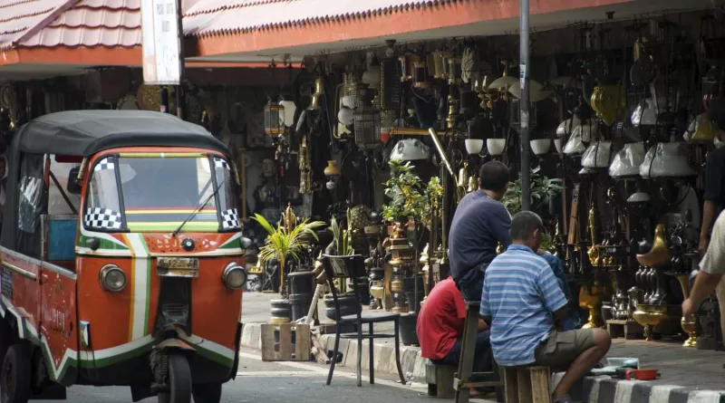 Tuk Tuk outside a Coffee Shop in Jakarta