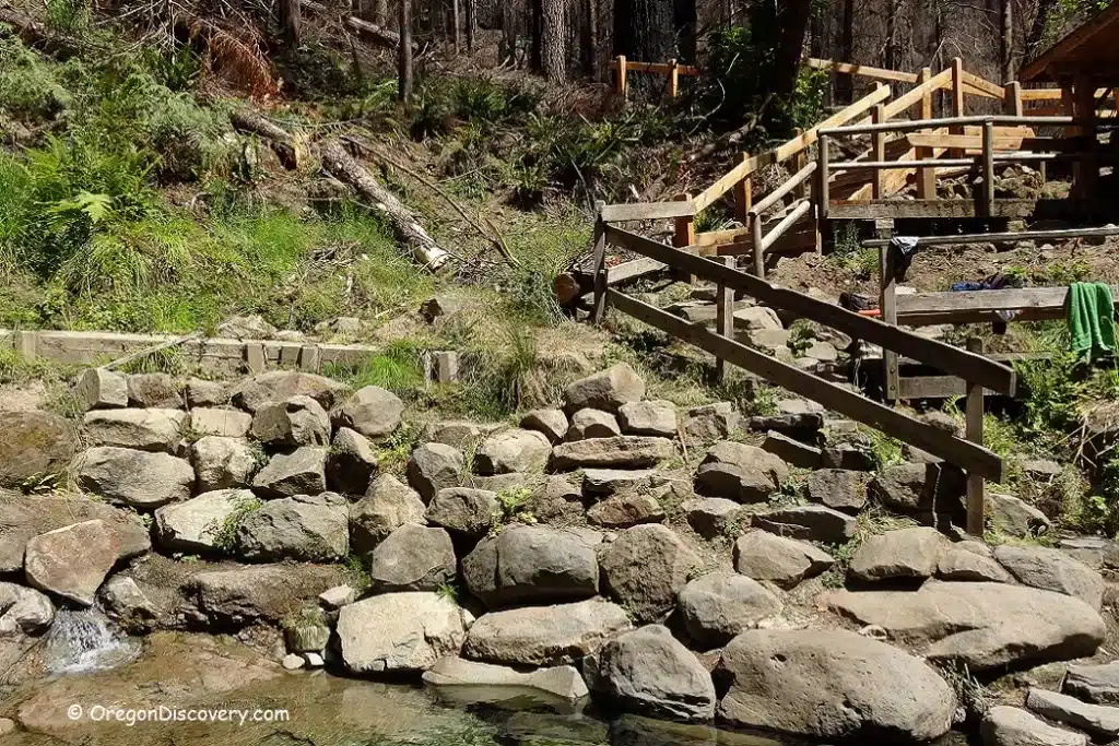 The Stairs leading down to the cougar hot springs