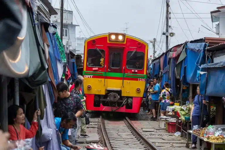 talad rom railway market in bangkok